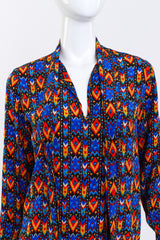 Vintage Saint Laurent Tribal Neck Tie Blouse closeup front on mannequin untied @recess la