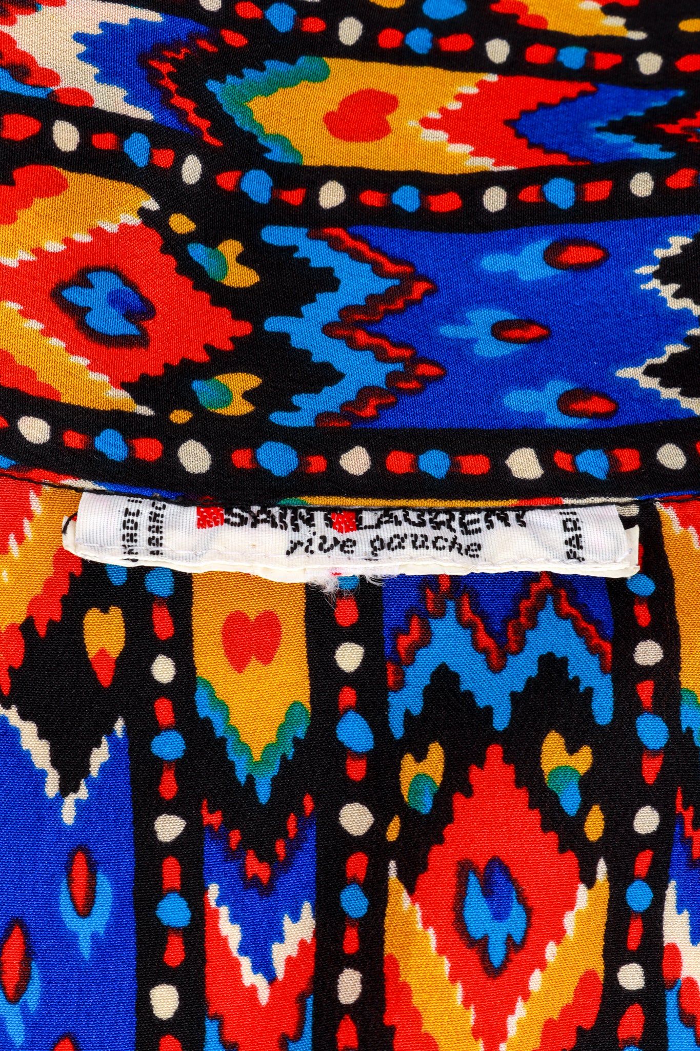 Vintage Saint Laurent Tribal Neck Tie Blouse label @recess la