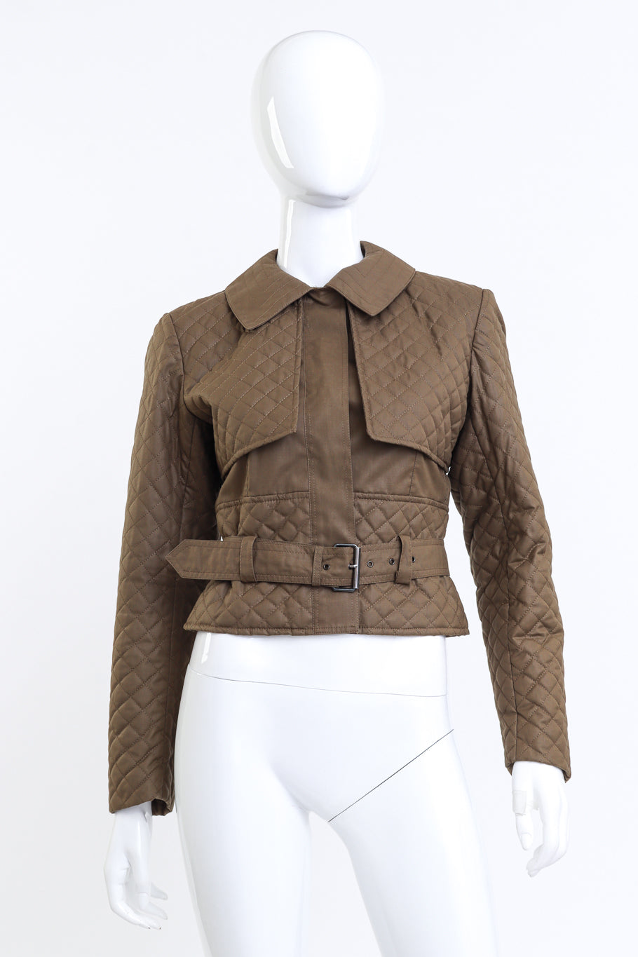 Saint Laurent Quilt Stitch Cropped Duster Jacket on mannequin @RECESS LA