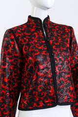 Vintage Saint Laurent Damask Jacquard Mandarin Jacket front on mannequin closeup @recess la