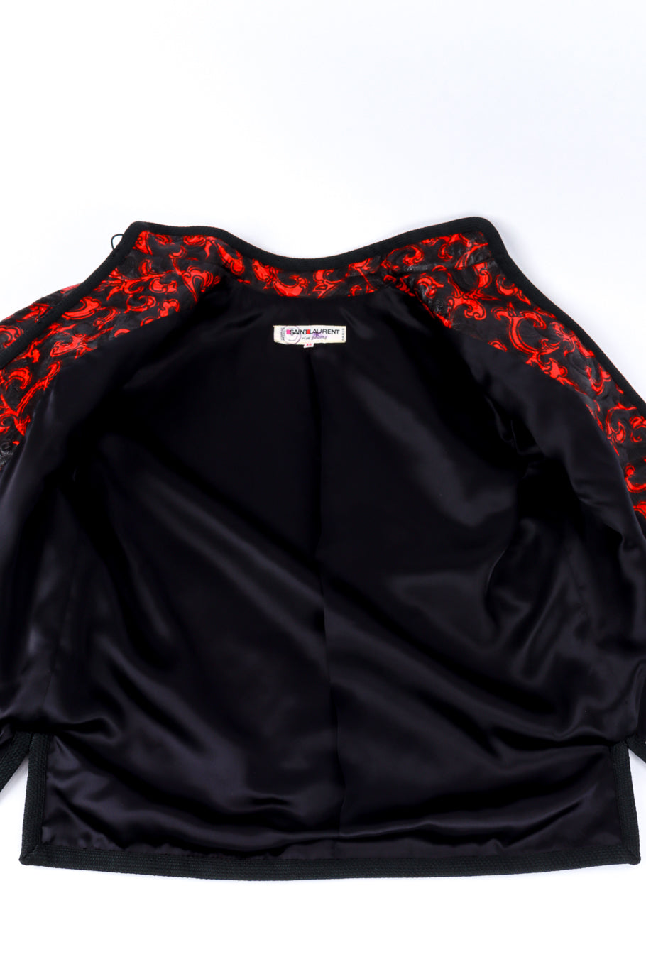 Vintage Saint Laurent Damask Jacquard Mandarin Jacket view of lining @recess la