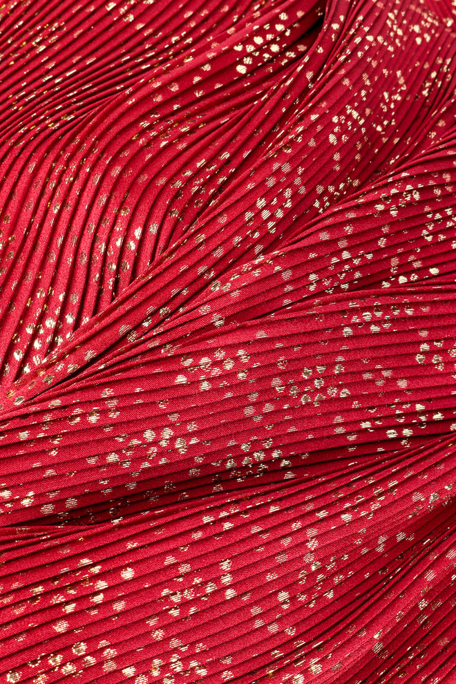 Vintage Saint Laurent Rive Gauche Metallic Ruffle Top & Skirt Set skirt pleats closeup @recessla