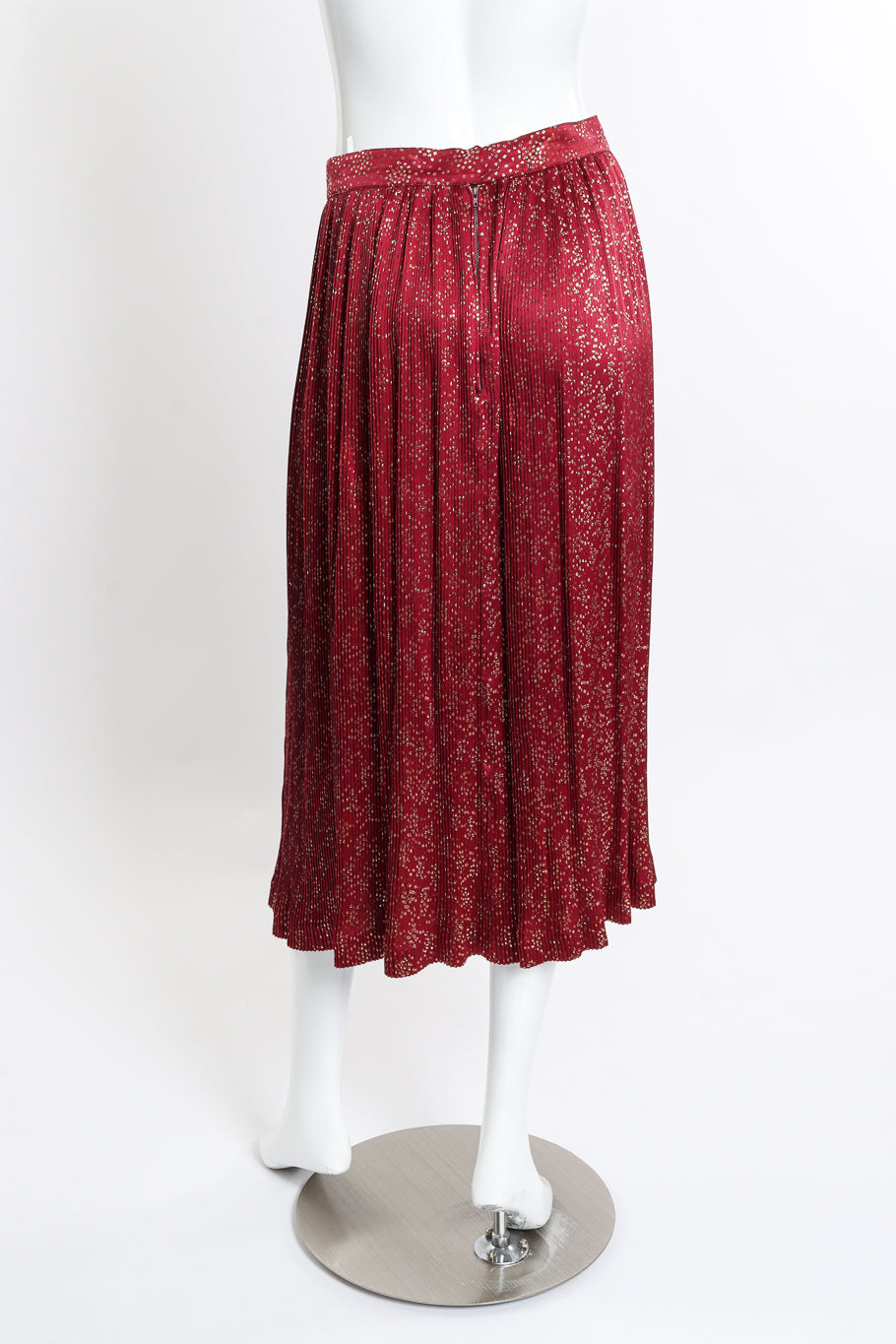 Vintage Saint Laurent Rive Gauche Metallic Ruffle Top & Skirt Set skirt back on mannequin @recessla