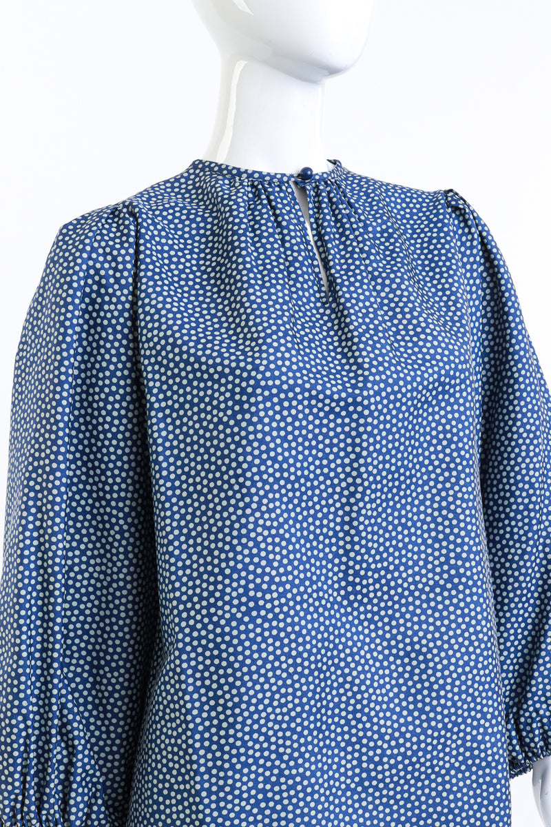 Vintage Yves Saint Laurent Ditsy Dot Balloon Blouse front on mannequin closeup @recess la