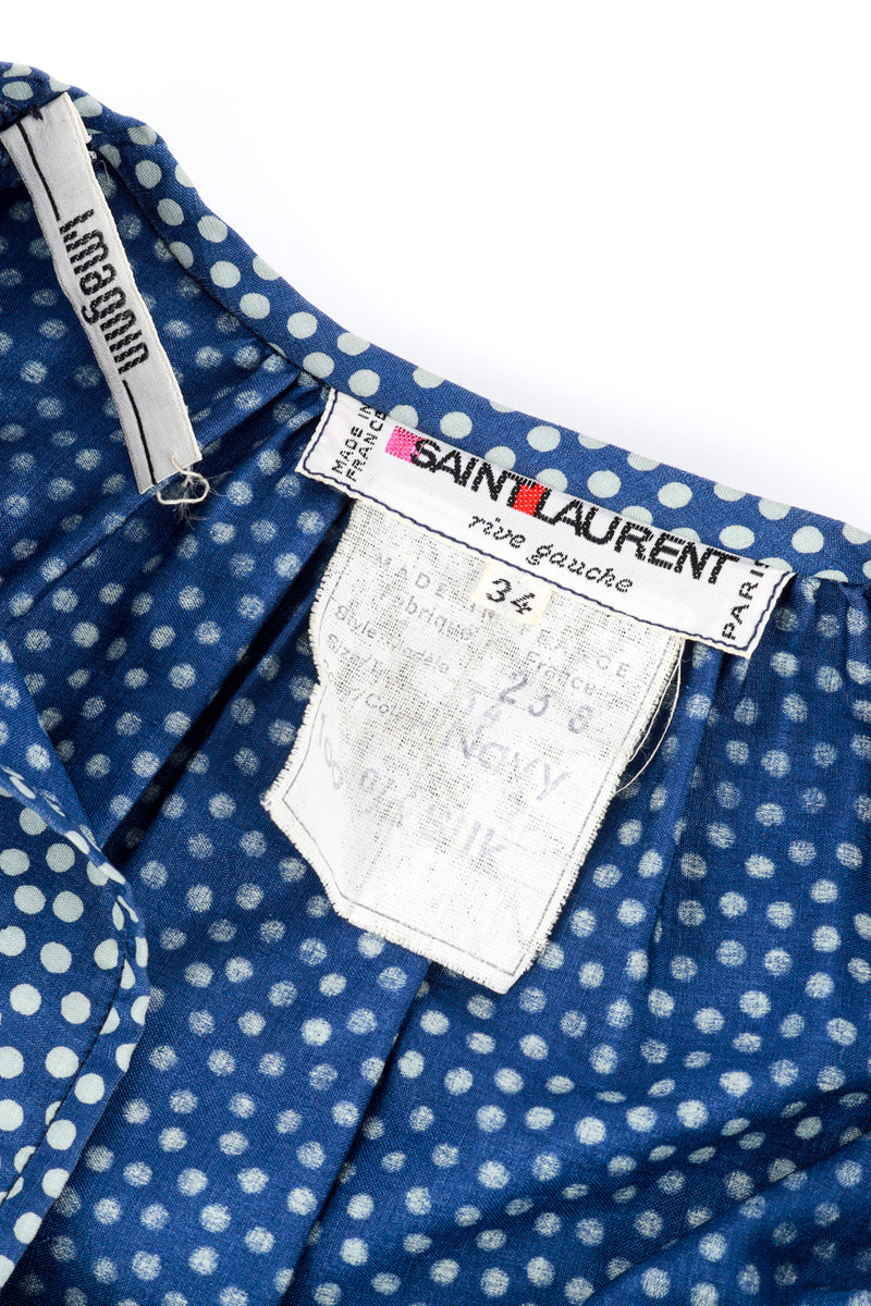 Vintage Yves Saint Laurent Ditsy Dot Balloon Blouse labels @recess la