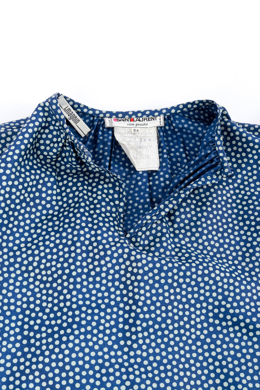 Vintage Yves Saint Laurent Ditsy Dot Balloon Blouse neck unbuttoned @recess la