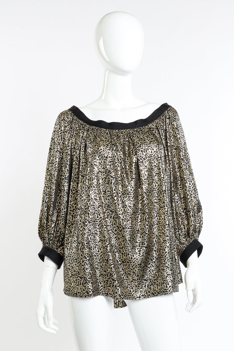 YSL Vermicular Lamé Balloon Sleeve Top on mannequin @RECESS LA