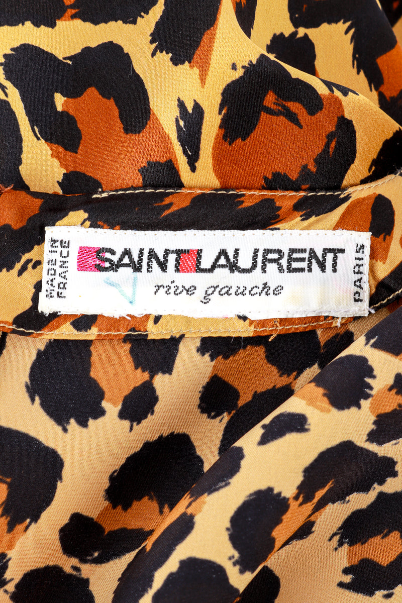 Vintage Yves Saint Laurent 1986 F/W Leopard Print Silk Dress label closeup @recess la