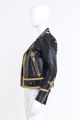 2015 S/S Soutache Trim Leather Jacket side on mannequin @recess la