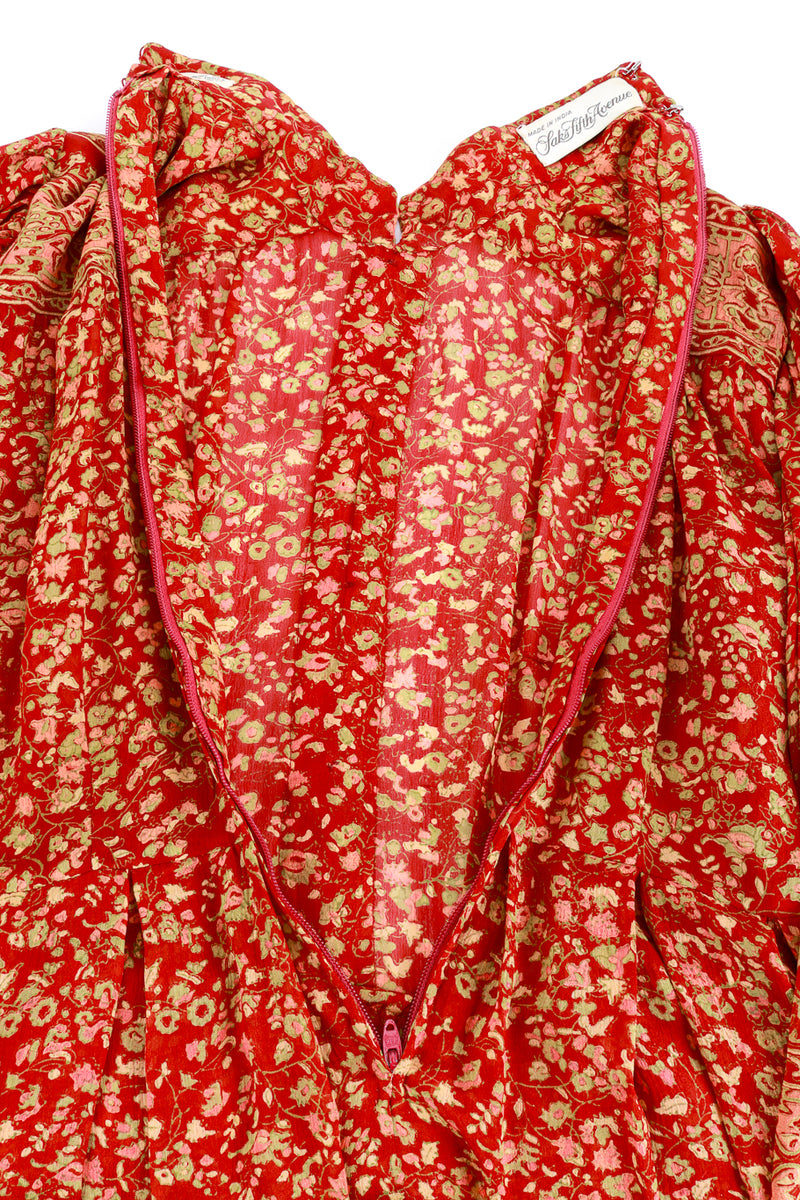 Vintage Saks Fifth Avenue Floral Silk Peasant Dress back unzipped @recess la