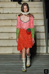 Colorblock Lace Juliette Dress by Gucci on model on runway @ Recess LA