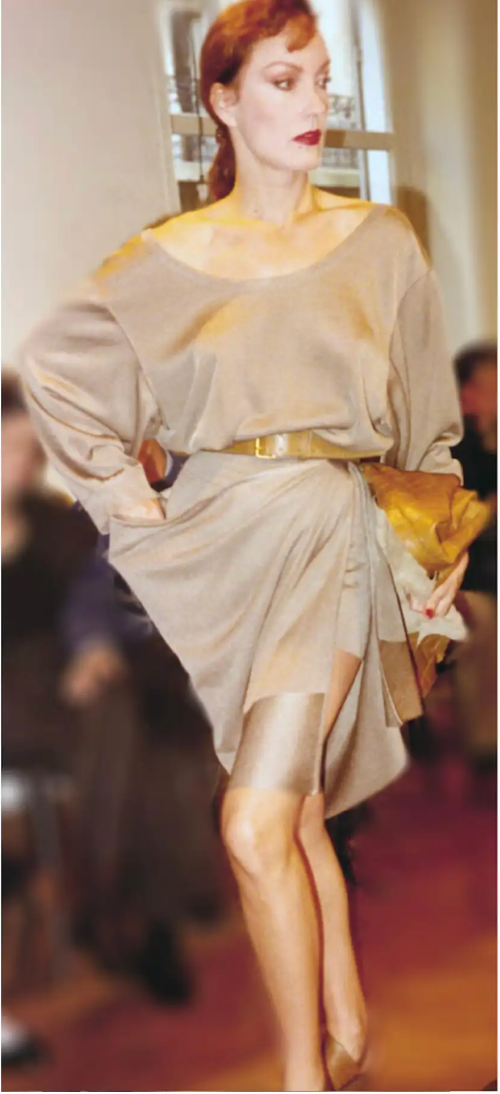 Alaia Romper & Sash Dress Set on model on 1984 runway 