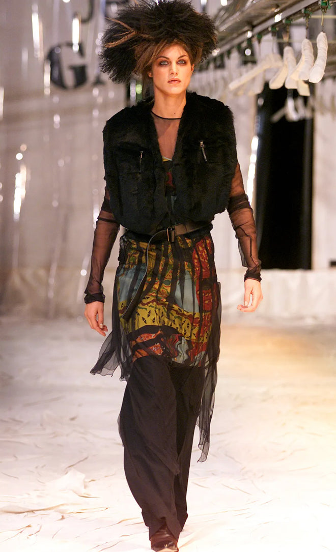 Vintage Jean Paul Gaultier Léon Bakst Bacchante Skirt on model on 2002 runway