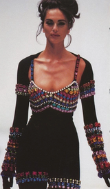 Dolce & Gabbana similar Rainbow Crystal Bustier outfit on model on 1991 runway