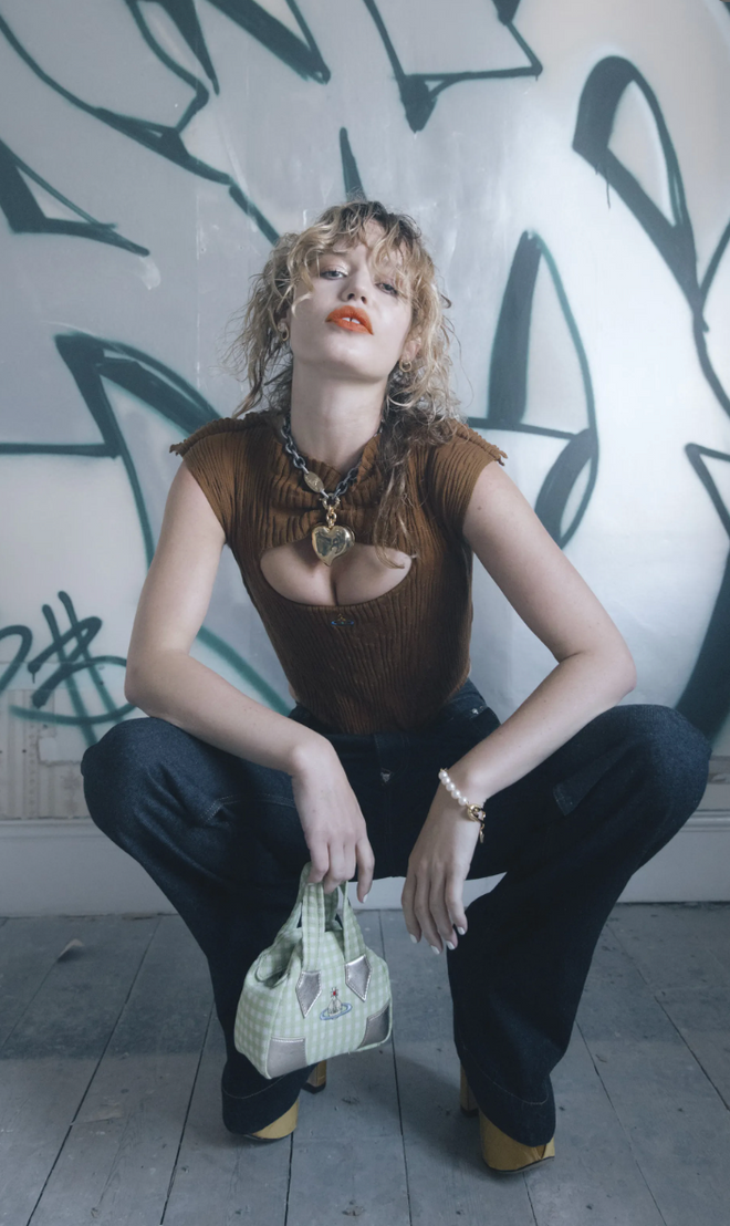 Vivienne Westwood Rib Knit Corset Top on model in 2022 Spring lookbook