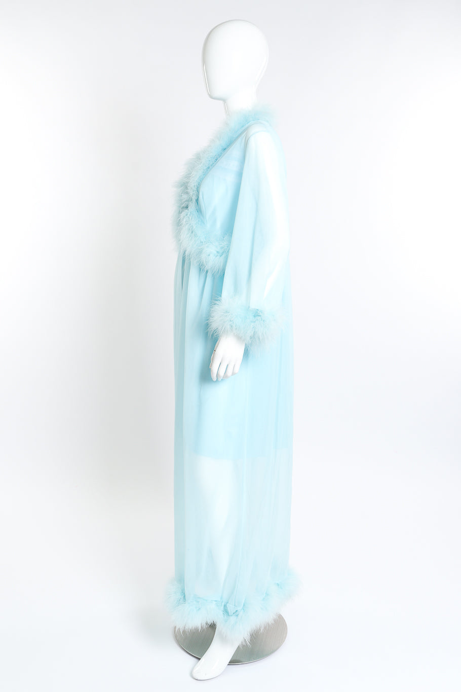 Vintage Sears Marabou Trim Robe & Chemise Set side on mannequin @recess la