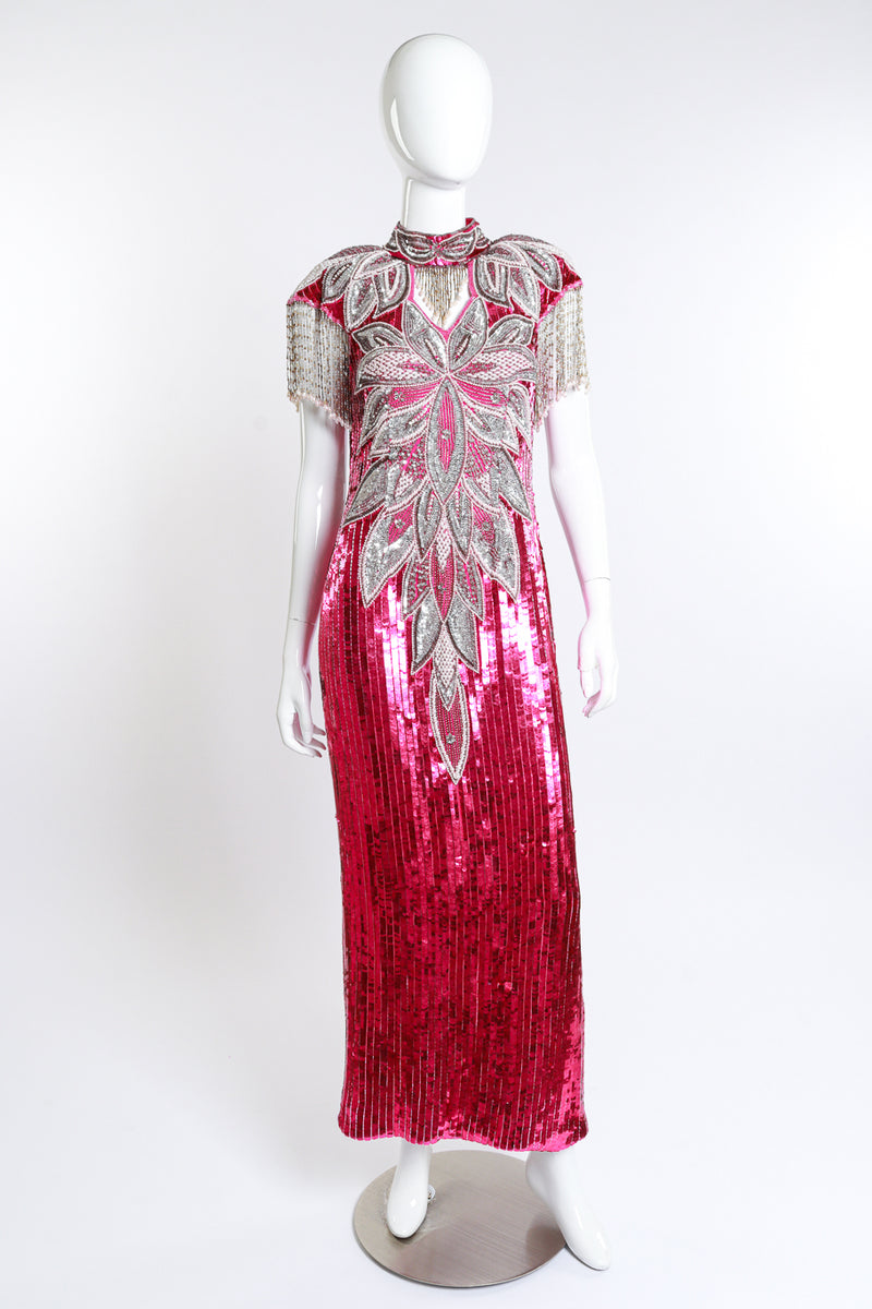 sequins originals dress Sequins Originals 100% Silk Red beaded Sequin Formal Maxi Dress Medium