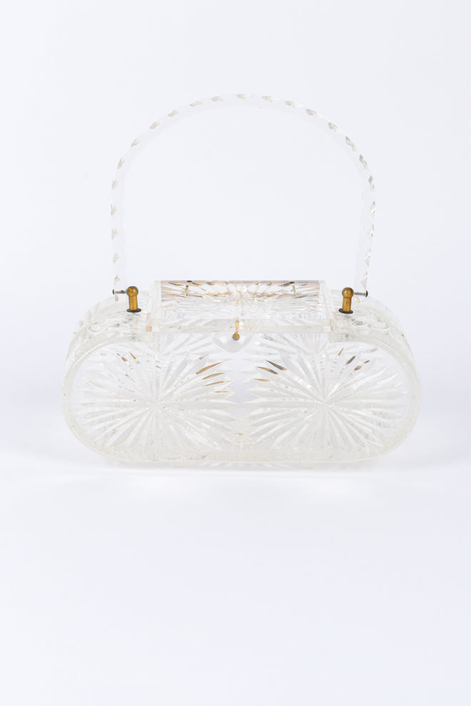 Vintage Diamond Cut Lucite Box Bag front @recessla 
