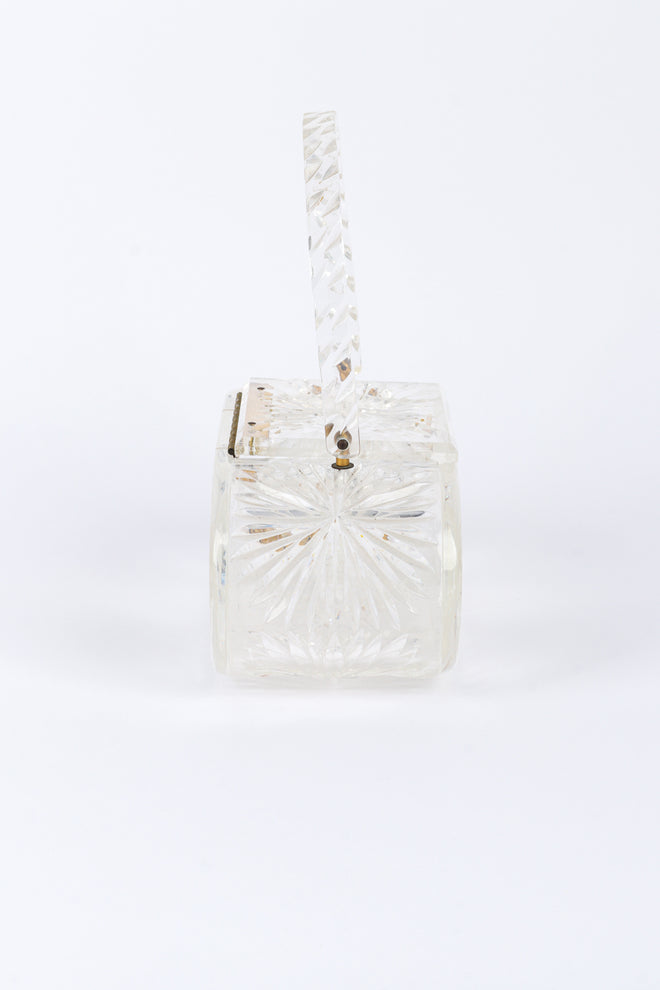 Vintage Diamond Cut Lucite Box Bag side @recessla