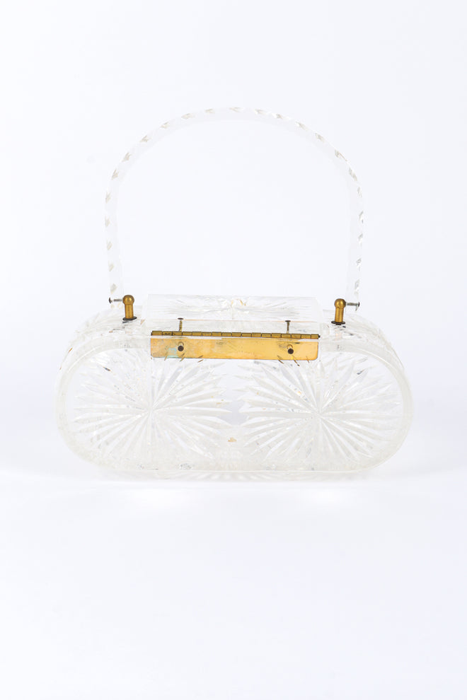 Vintage Diamond Cut Lucite Box Bag back @recessla