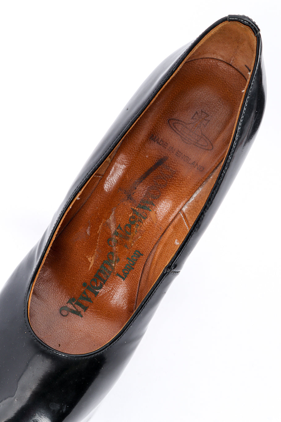 Vintage Vivienne Westwood 1993 F/W Patent Leather Elevated Court Shoe branded insole @recessla