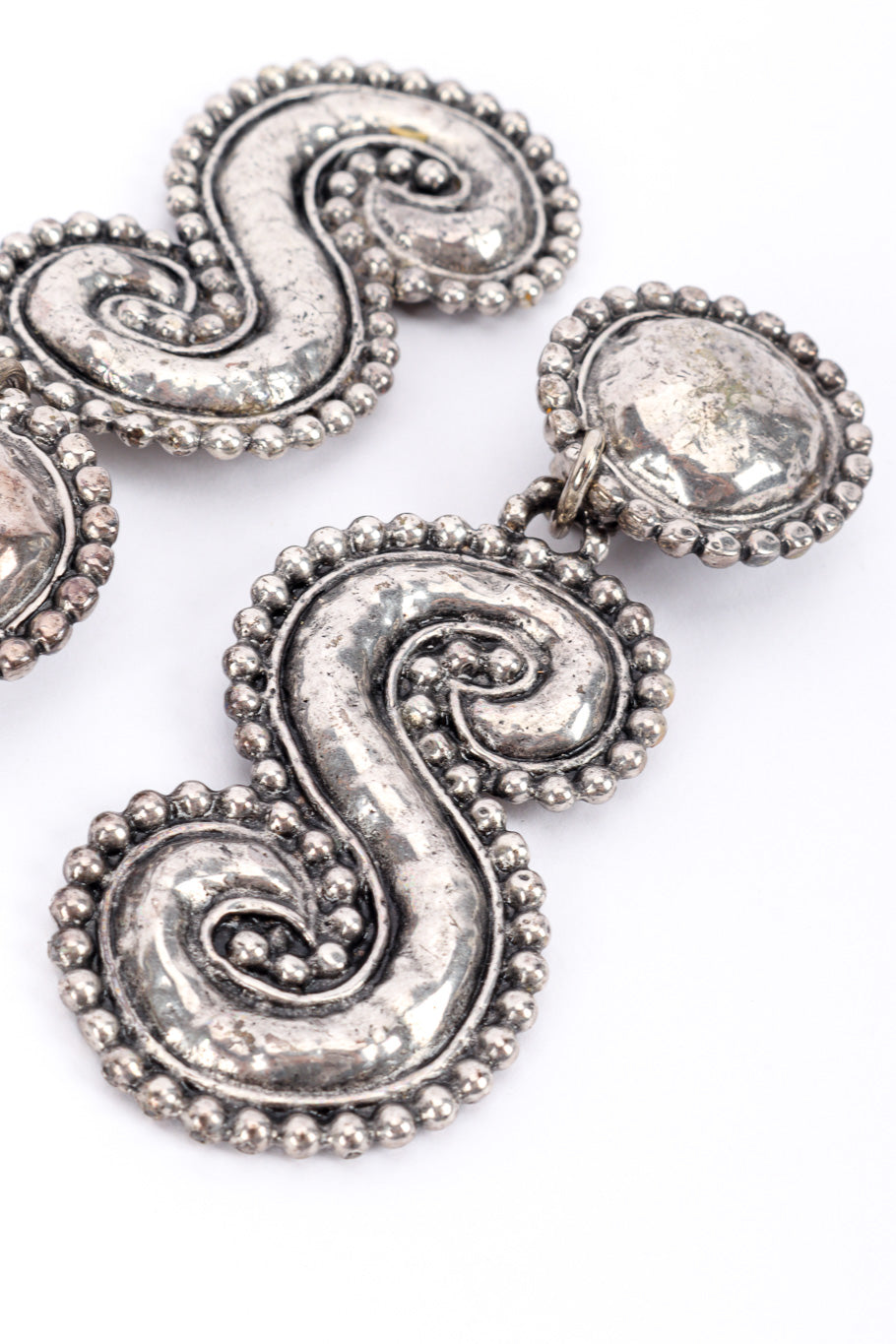 Vintage Edouard Rambaud S Scroll Drop Earrings front closeup @recessla