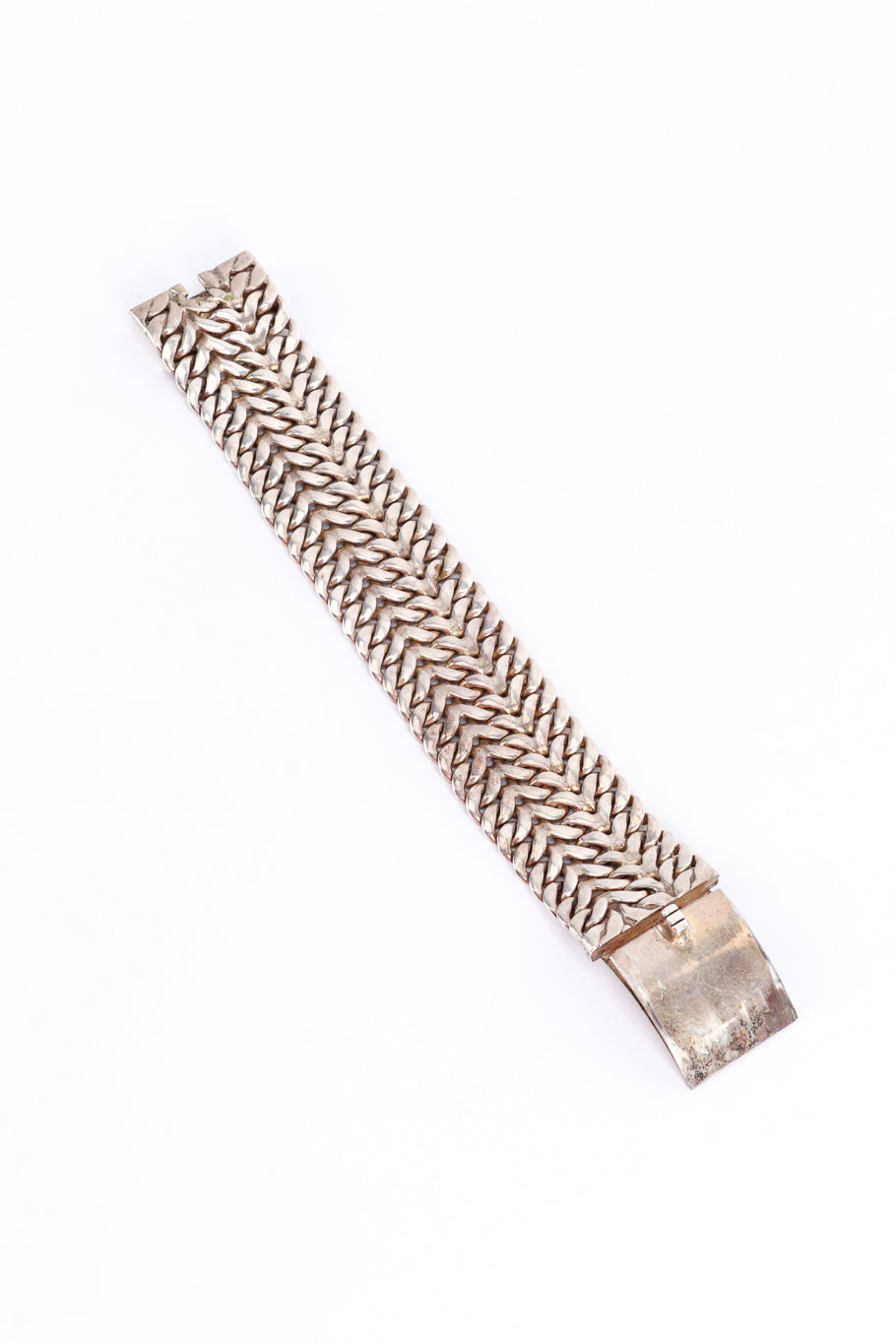 Taxco Sterling Silver Ichthyic Woven Bracelet flat @RECESS LA