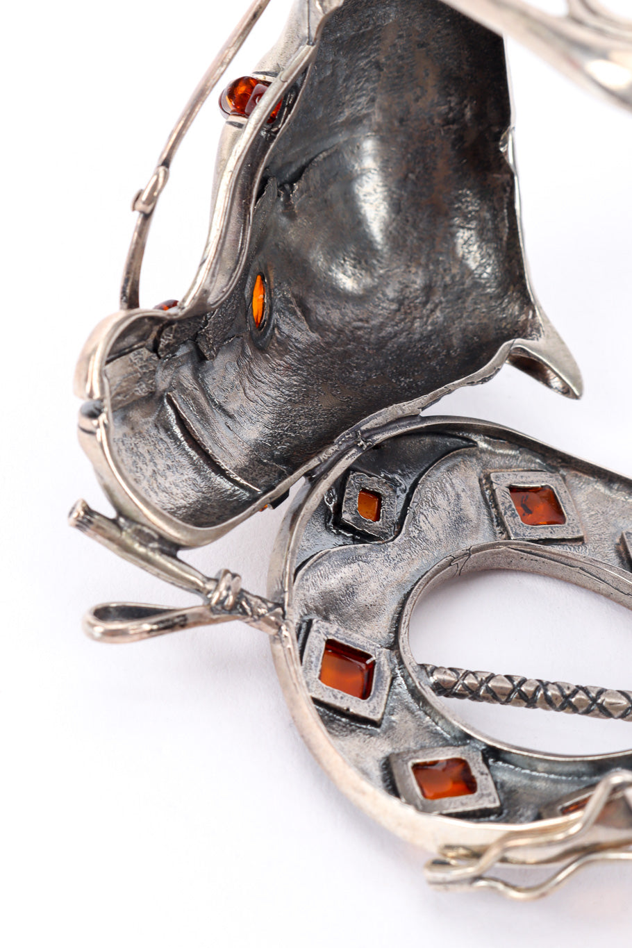 Vintage Equestrian Motif Magnet Bracelet inner view of horse and horseshoe on a white backdrop @Recessla