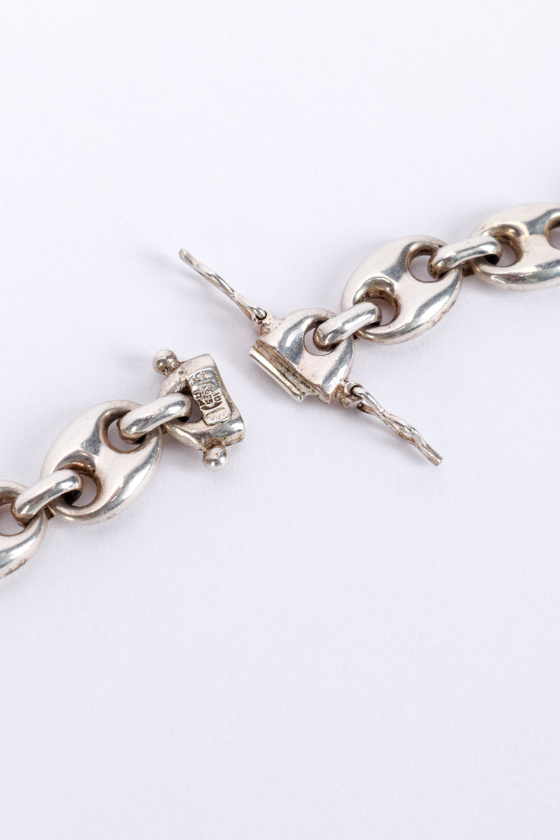 Vintage Sterling Mariner Link Necklace clasp detail @recess la