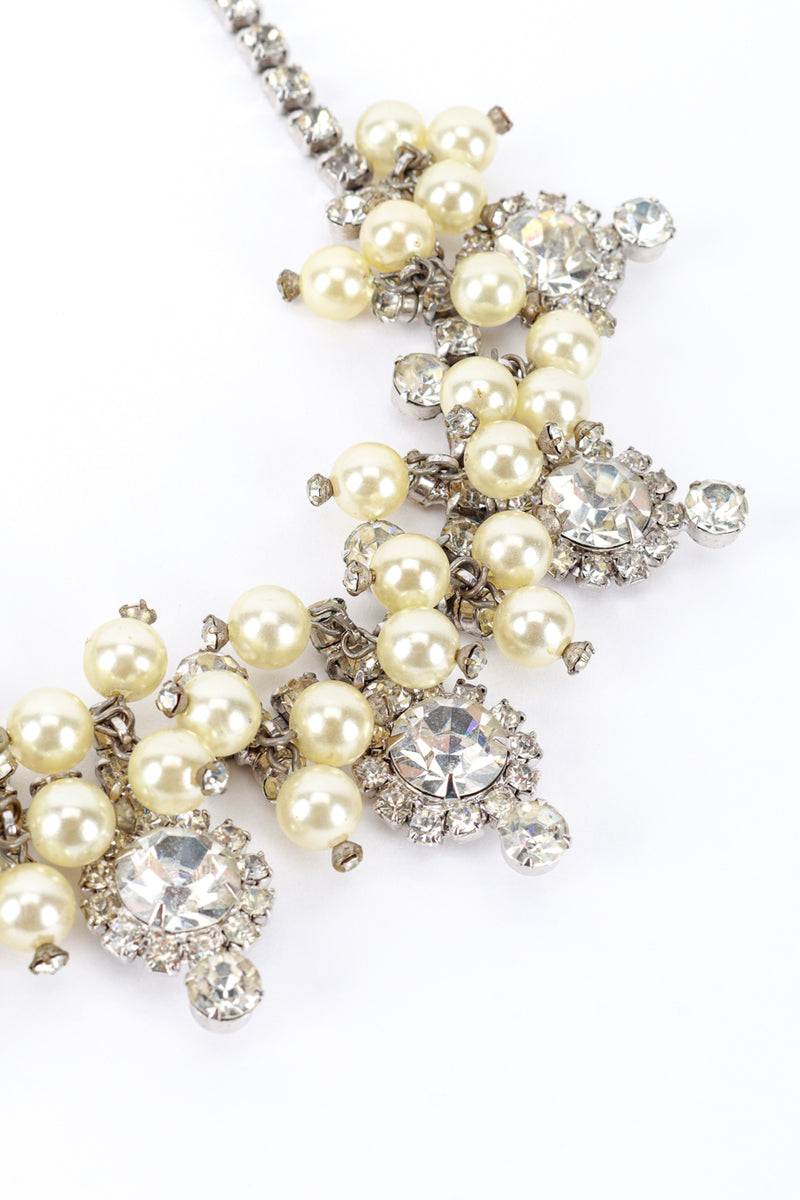 Vintage Pearl & Rhinestone Cluster Collar Necklace detail @RECESS LA