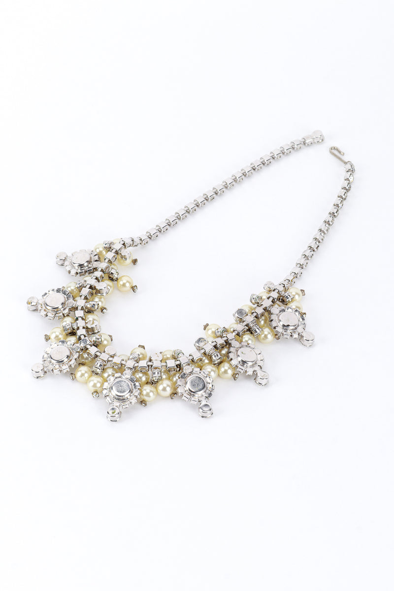 Vintage Pearl & Rhinestone Cluster Collar Necklace reverse @RECESS LA