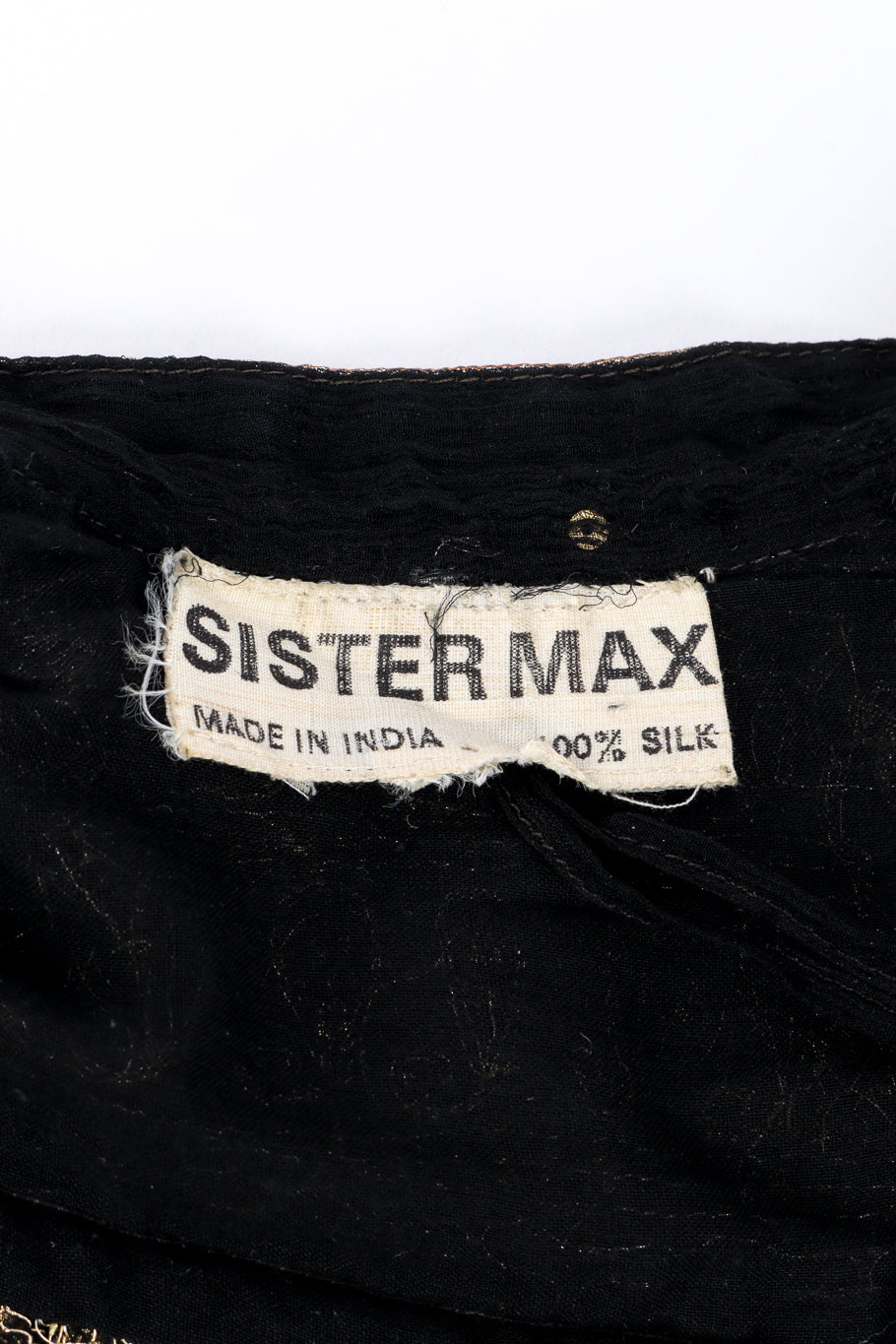 Vintage Sister Max Beaded Sequin Silk Duster signature label closeup @recessla