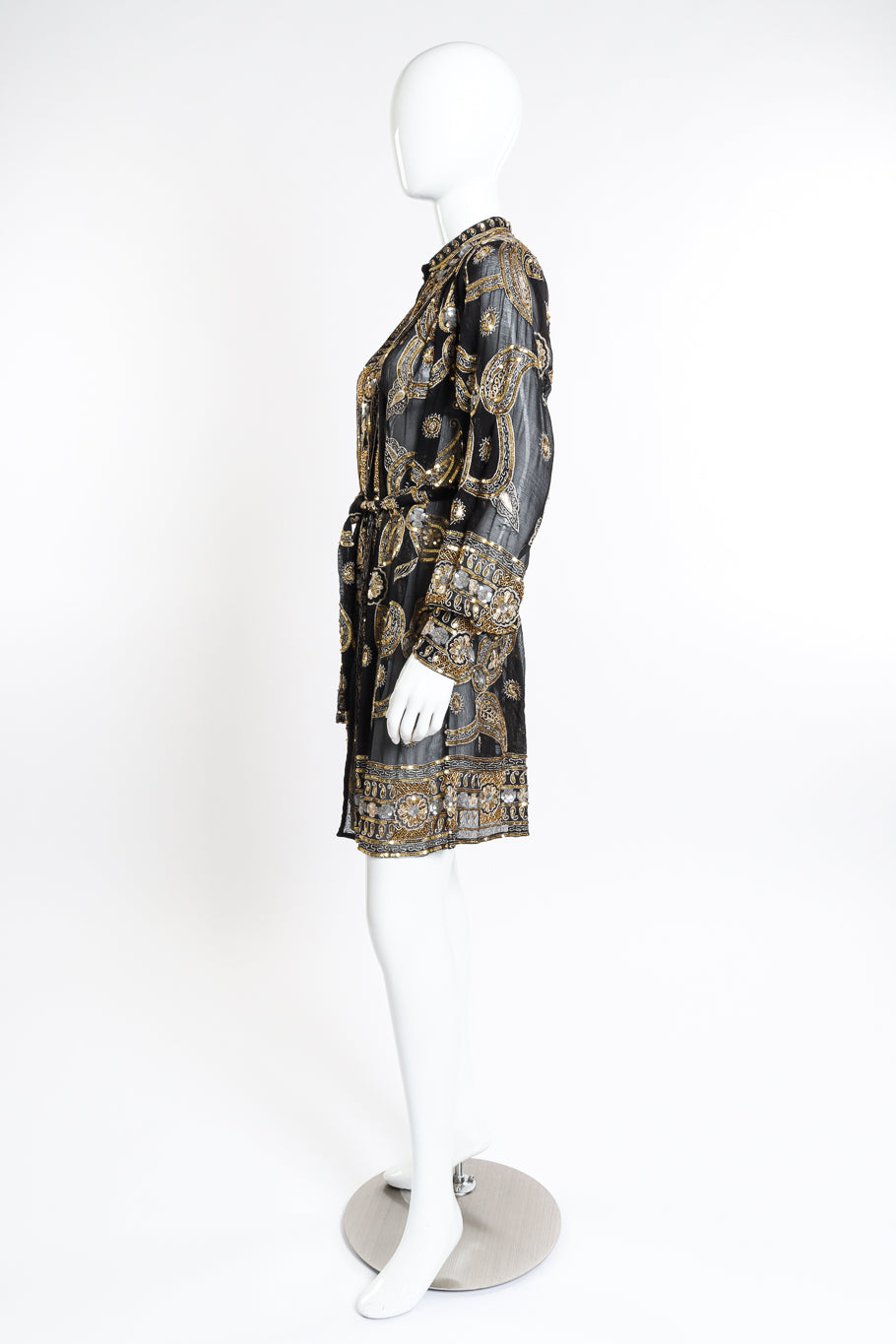 Vintage Sister Max Beaded Sequin Silk Duster side on mannequin @recessla