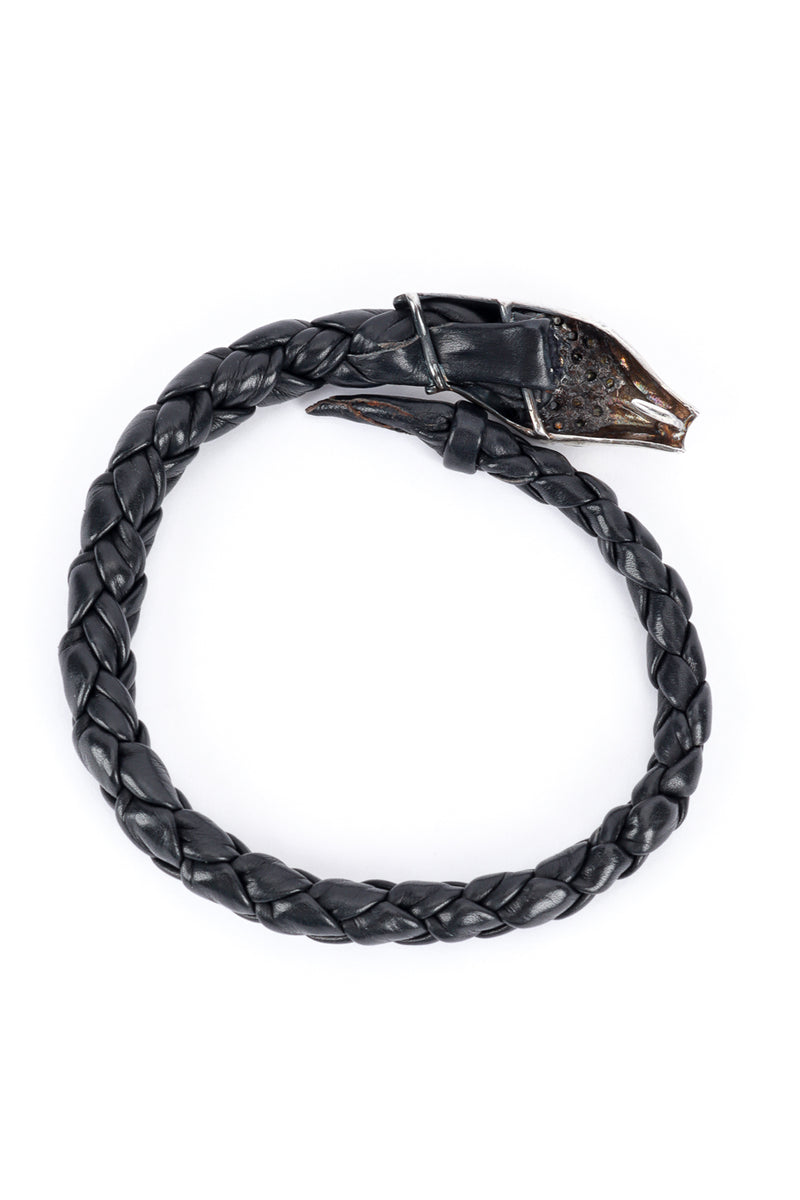 Vintage Silver Snakebite Leather Lariat Choker reverse @RECESS LA