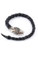 Vintage Silver Snakebite Leather Lariat Choker flat @RECESS LA