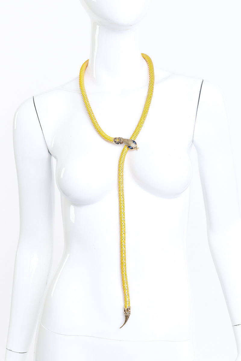 Vintage Iridescent Gold Mesh Snake Necklace Belt on mannequin @RECESS LA