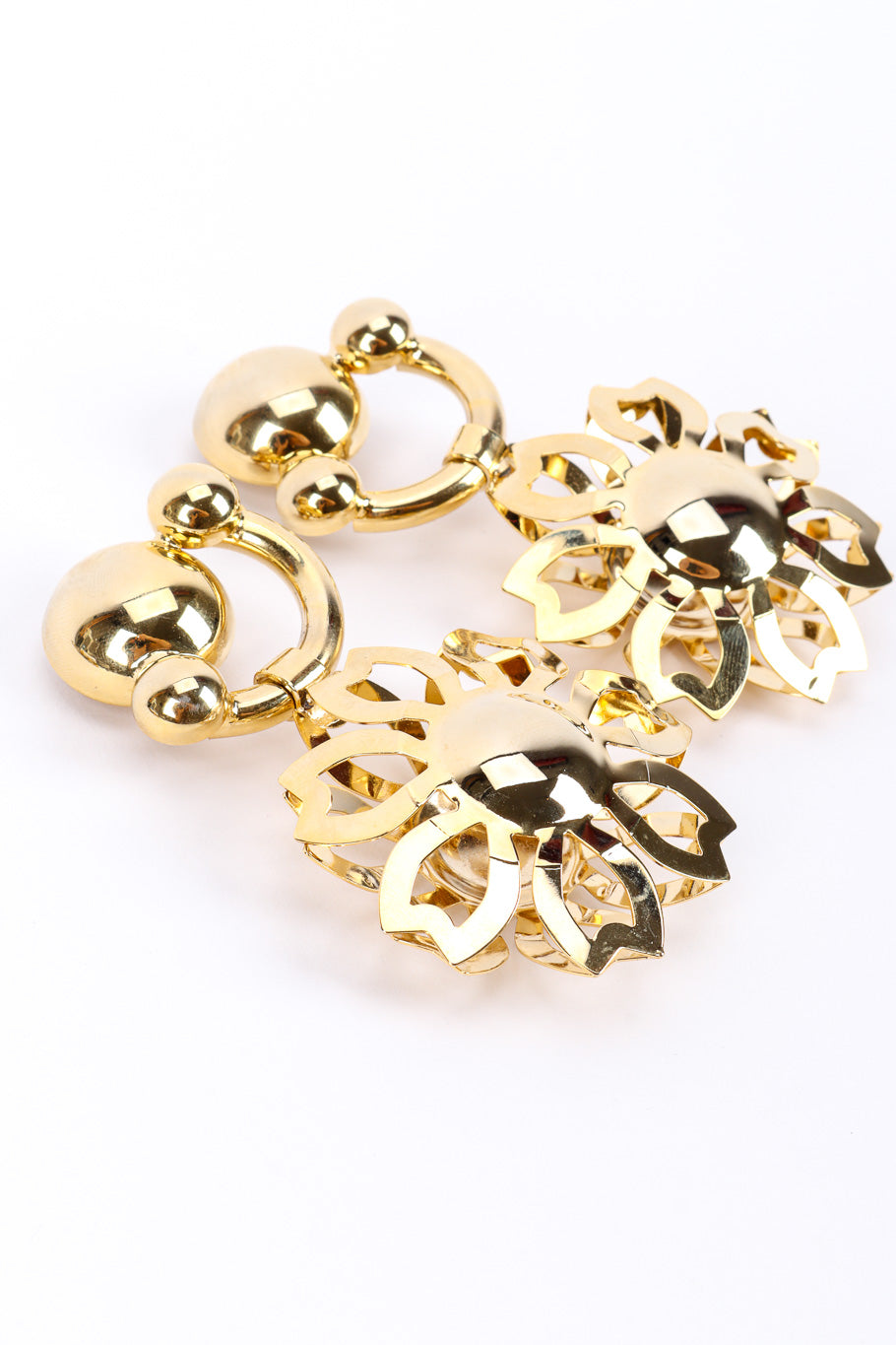 Vintage Flower Cutout Drop Earrings 3/4 front view @recessla