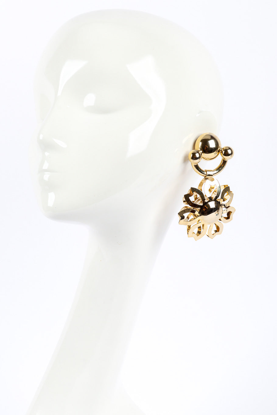 Vintage Flower Cutout Drop Earrings on mannequin @recessla