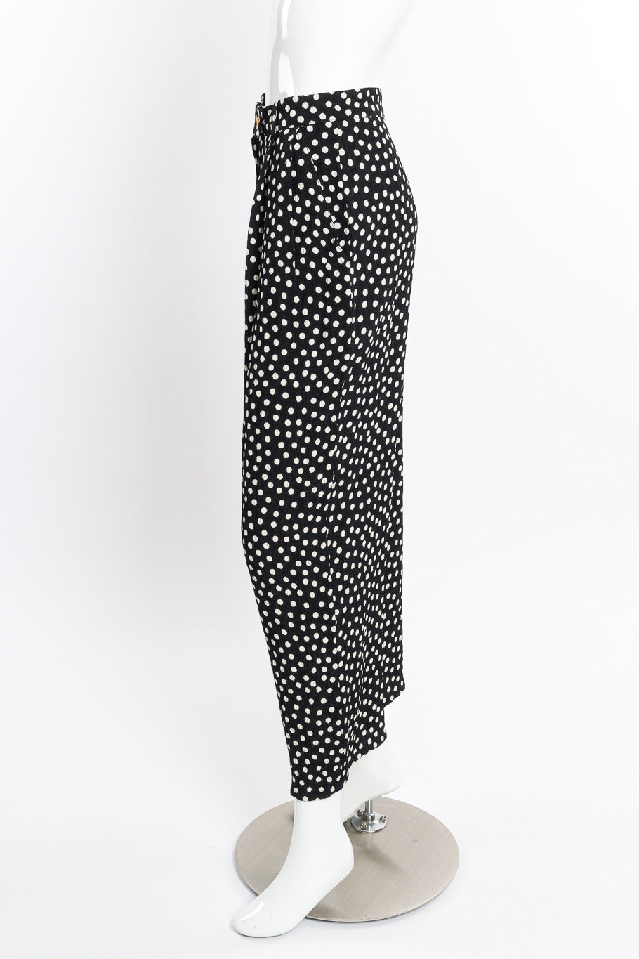 Vintage Sonia Rykiel Polka Dot Jacket and Skirt Set pant side on mannequin @recessla