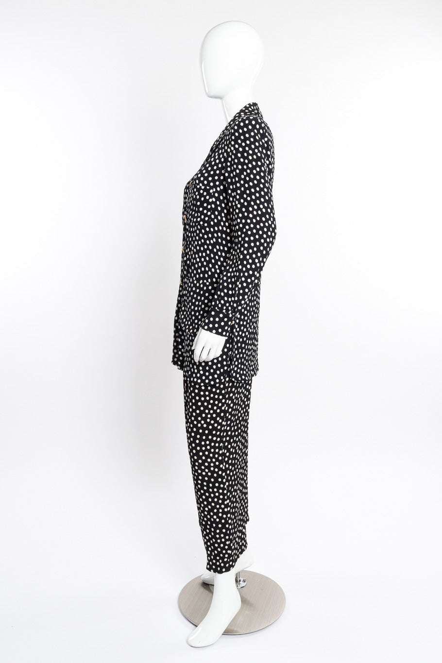 Vintage Sonia Rykiel Polka Dot Jacket and Skirt Set side on mannequin @recessla