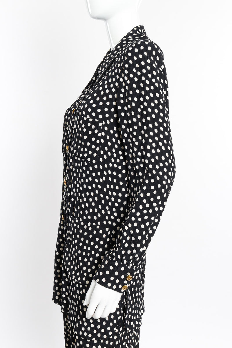 Vintage Sonia Rykiel Polka Dot Jacket and Skirt Set side on mannequin closeup @recessla