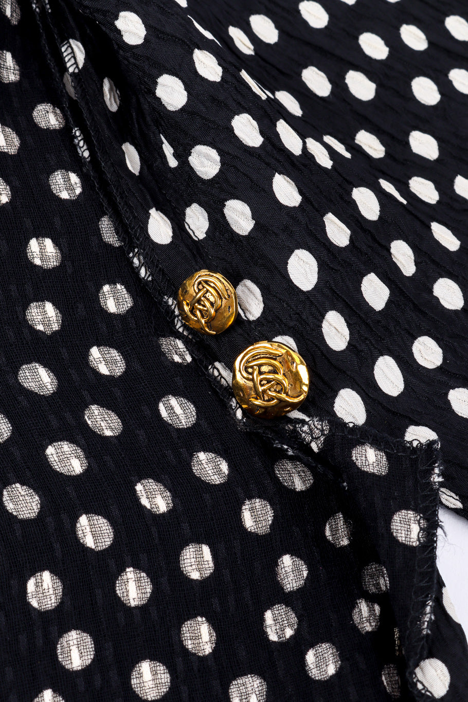 Vintage Sonia Rykiel Polka Dot Jacket and Skirt Set additional buttons closeup @recessla