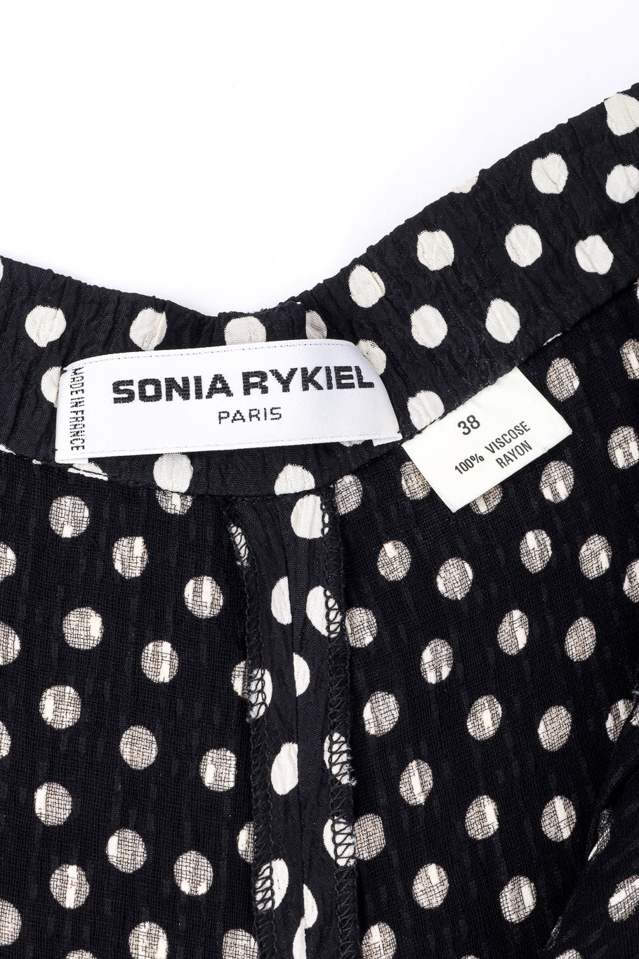 Vintage Sonia Rykiel Polka Dot Jacket and Skirt Set pant signature label and size tag @recessla