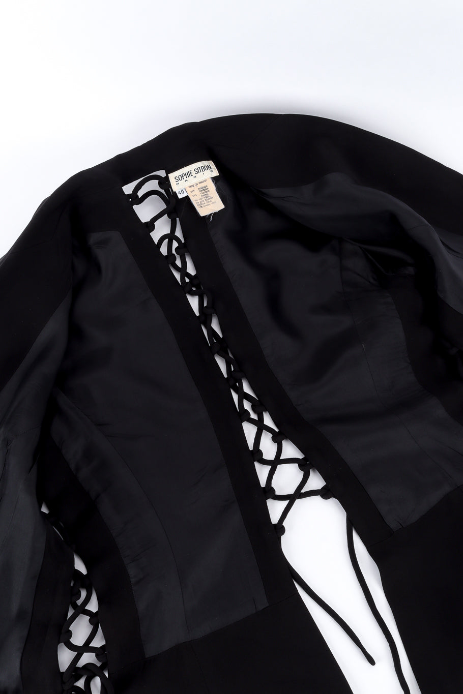 Vintage Sophie Sitbon Laceup Side & Back Jacket view of lining @recess la