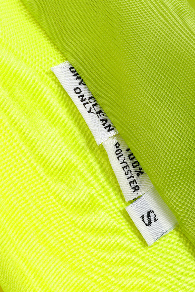 Day-Glo Moto Jacket & Skirt Set by Stephan Sprouse jacket size and fabric tag  @recessla