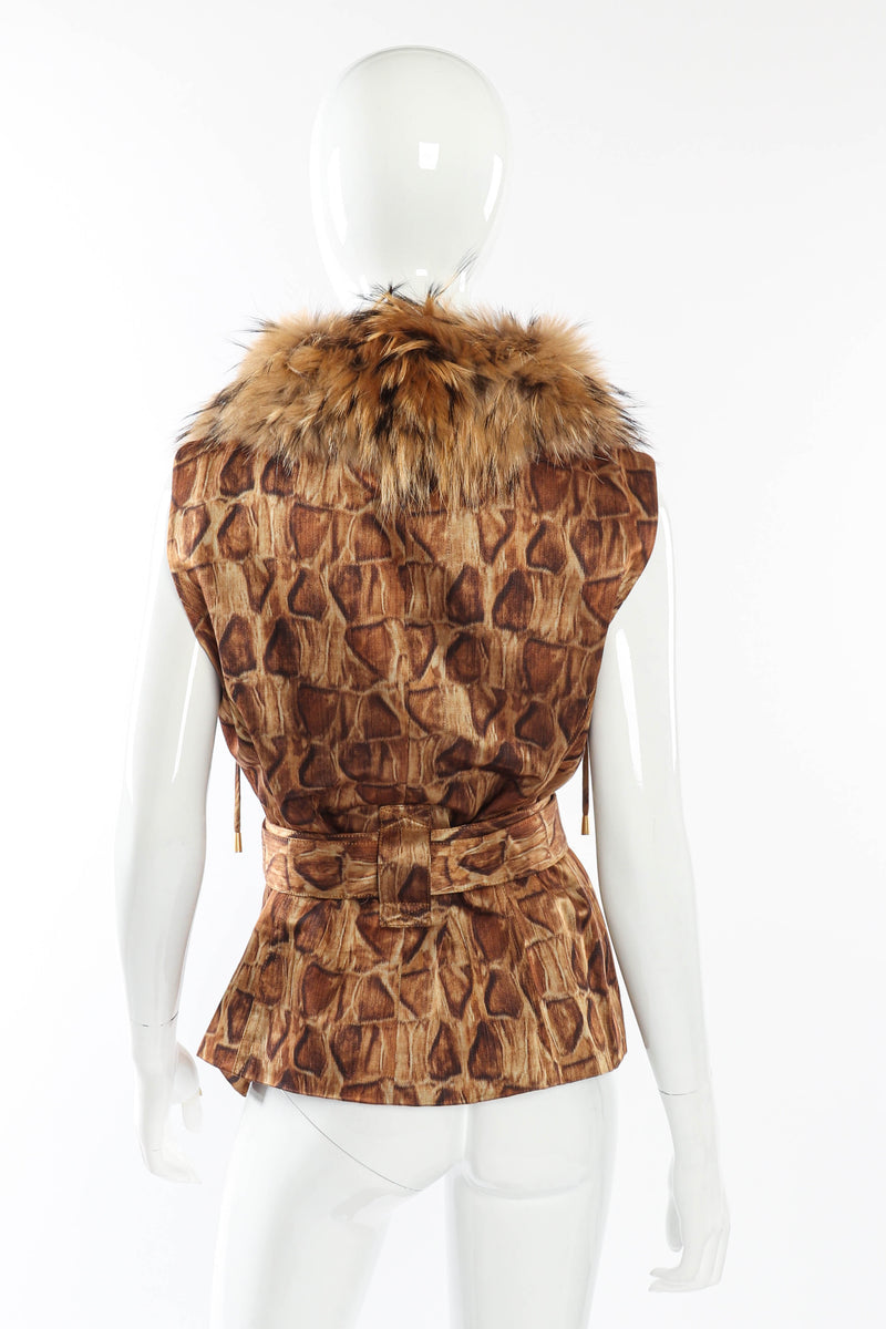 Vintage St. John Sport Giraffe Print Fur Vest back on mannequin @recessla