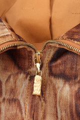 Vintage St. John Sport Giraffe Print Fur Vest zipper closeup @recessla