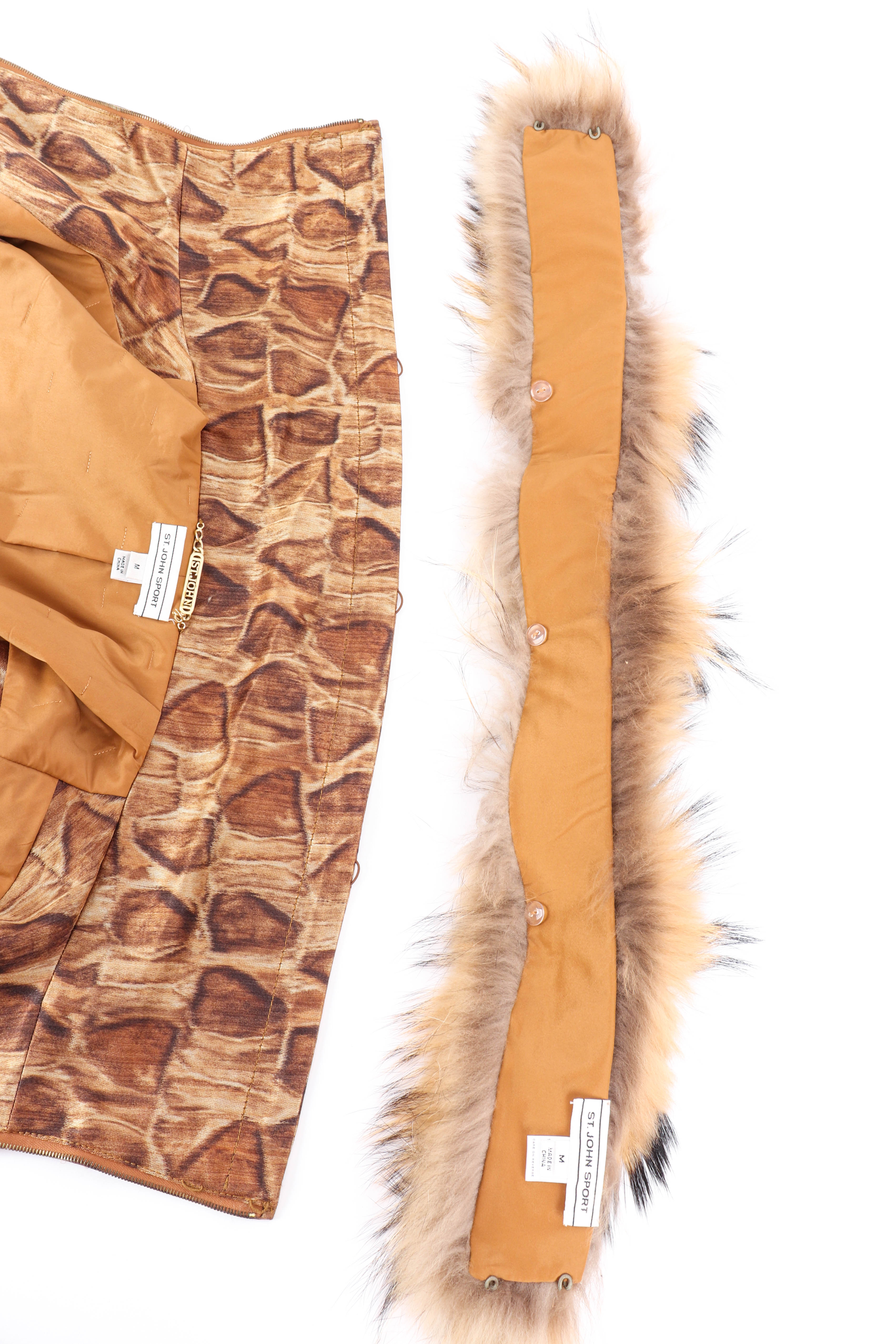 Vintage St. John Sport Giraffe Print Fur Vest fur detached @recessla