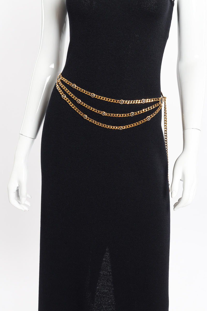 Vintage St. John 3-strand Enamel Logo Charm Belt on mannequin @recessla