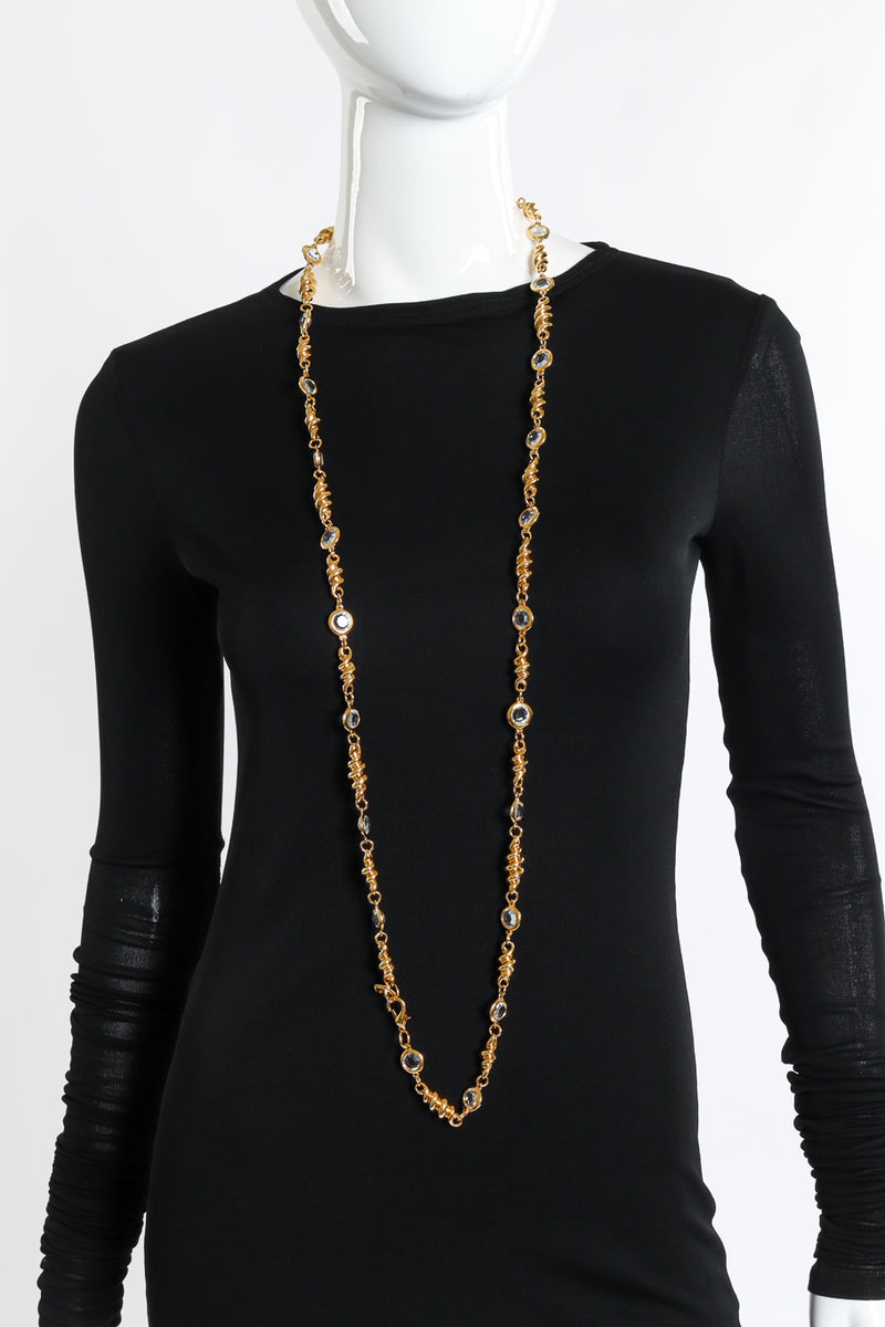 Vintage St. John Fusilli Twist Crystal Necklace on mannequin @recess la
